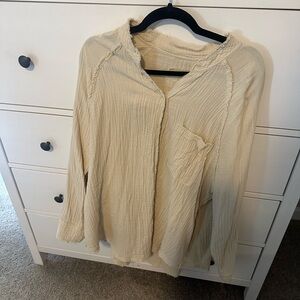 Aerie Cream Textured Top